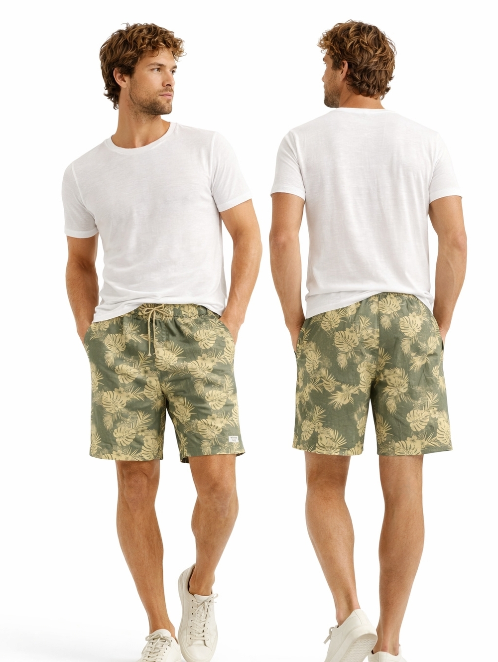 Nwt Vintage Genes 1891 Tropical Flat Front Shorts Slim Fit Cotton Stretch M W32